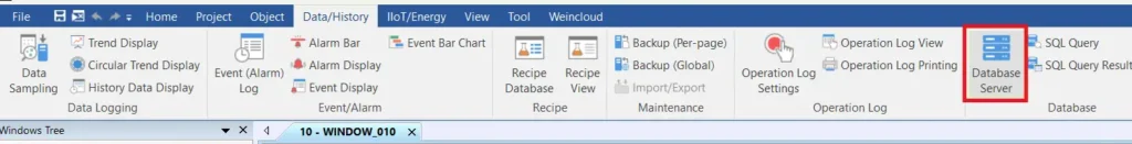 Opening the SQL Database Server Object in EBPro