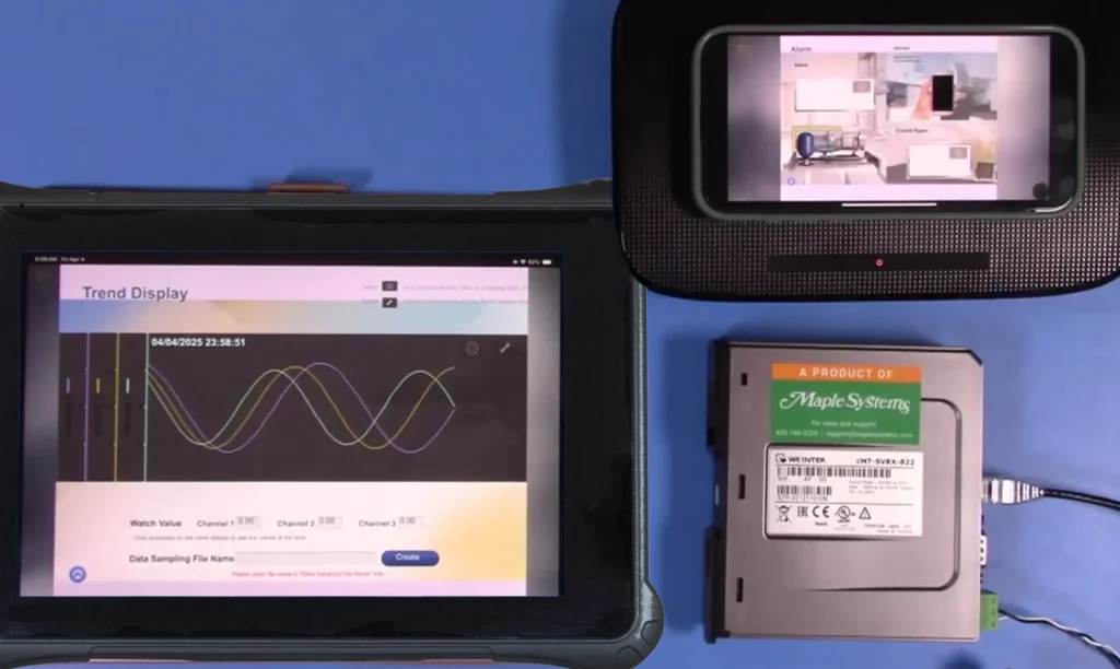 Two instances of cMT Viewer showing different screens of the same HMI project