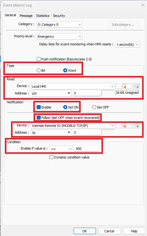 EBPro adding event alarm log for high alarm EBPro adding event alarm log for high alarm red stack light