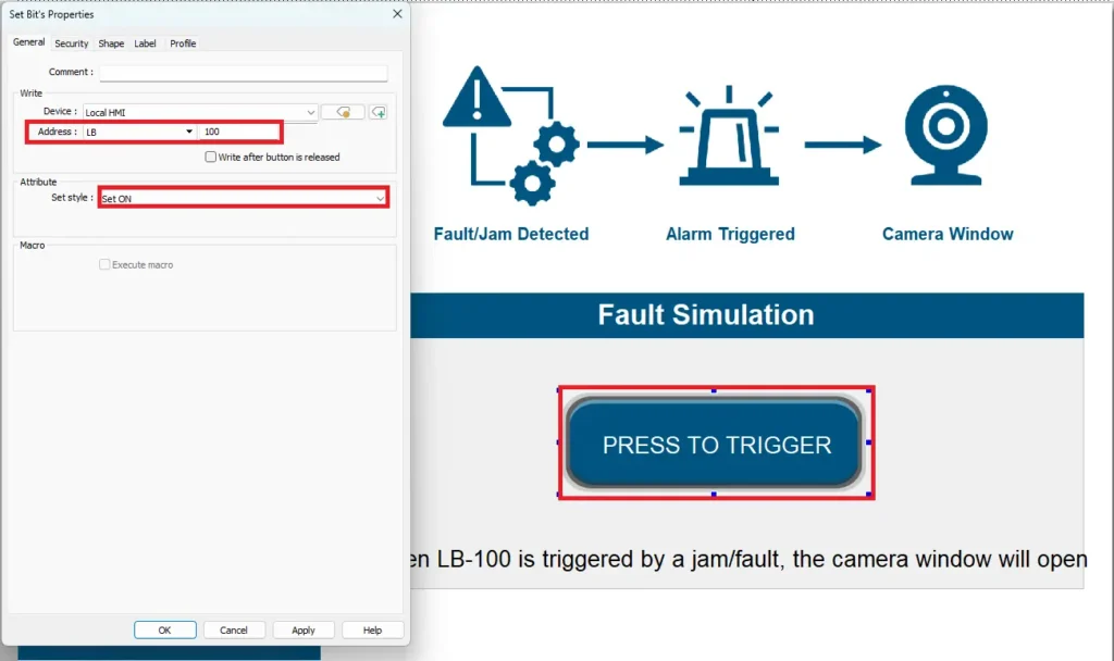 EBPro Set Bit to trigger LB-100