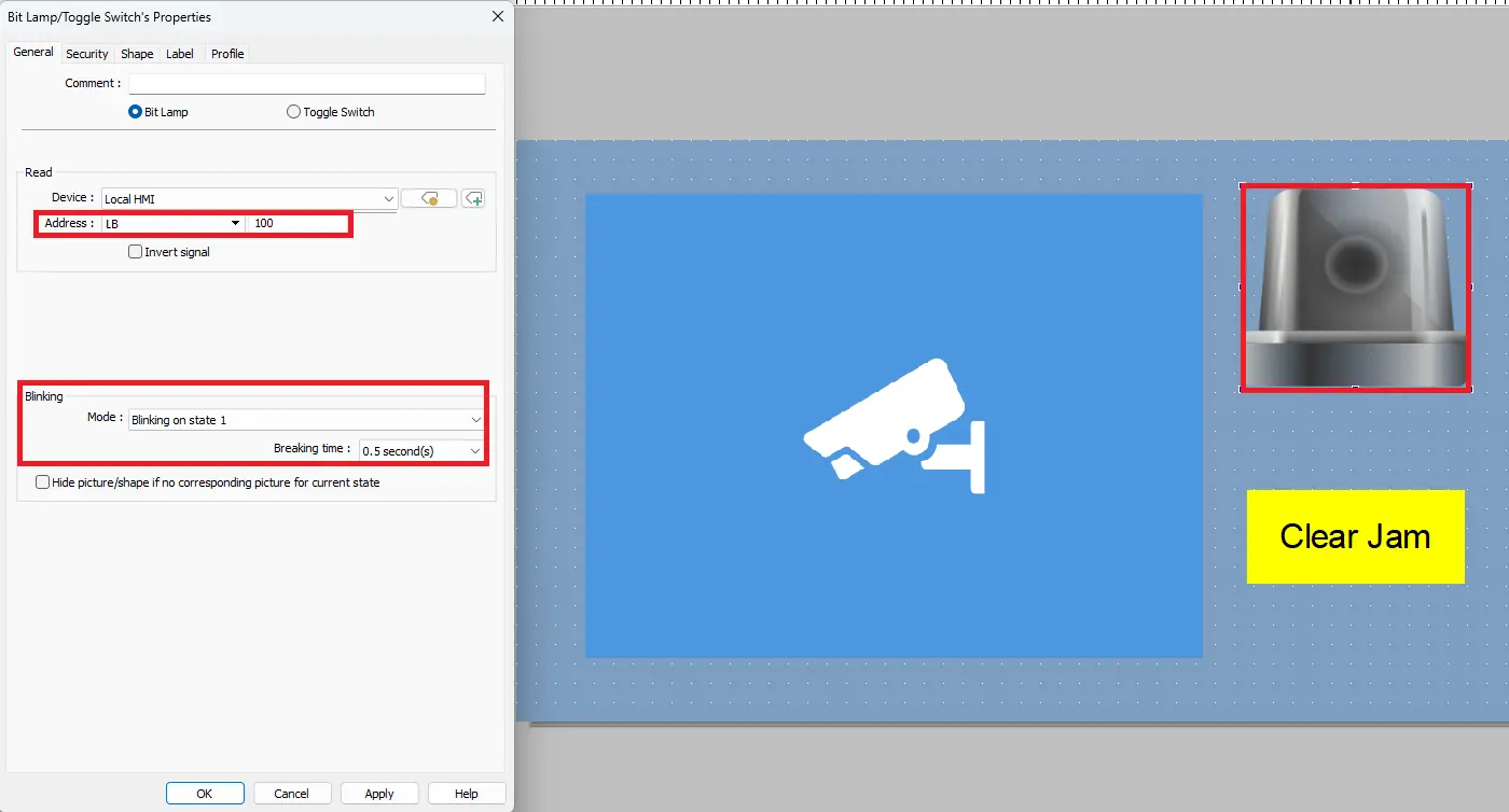 EBPro adding a bit lamp for the jam fault alarm
