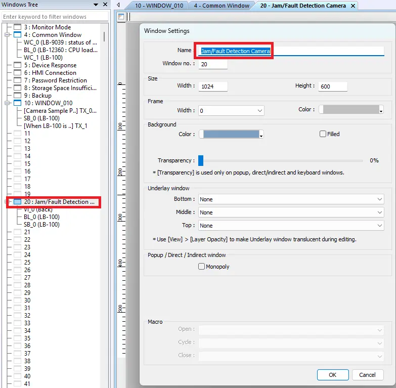 EBPro create new window for camera view