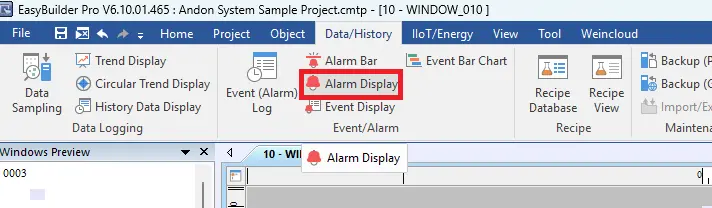 EBPro Project adding an alarm display