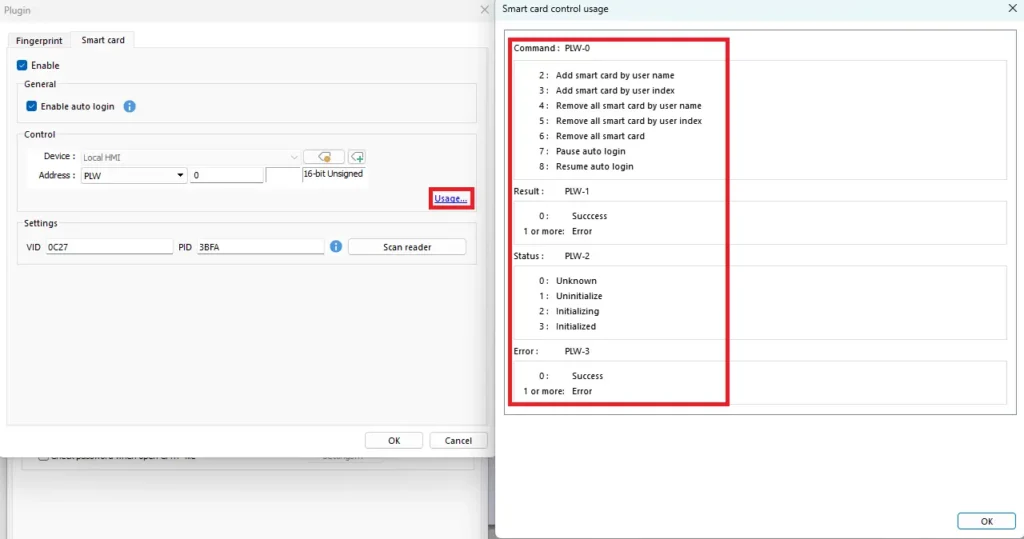 EBPro smart card control usage command list