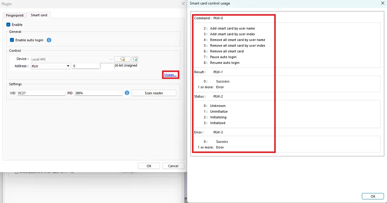 EBPro smart card control usage command list