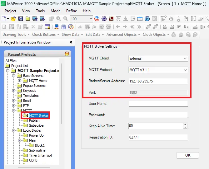 MAPware-7000 MQTT Broker Settings
