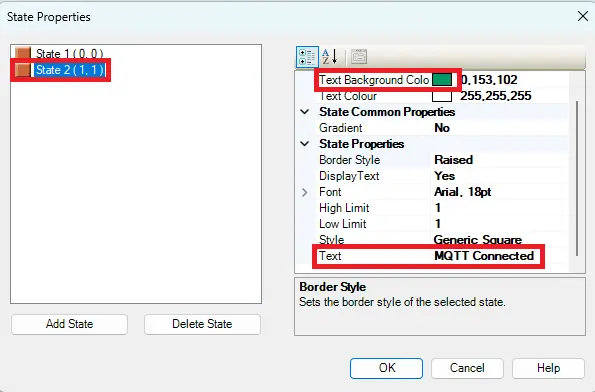 MAPware-7000 MQTT adding word lamp for MQTT disconnected state 2 properties
