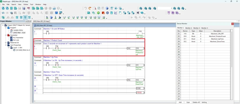 MapleLogic Main Scan Ladder Logic Machine 1 Product Count MapleLogic Main Scan Ladder Logic Machine 1 Product Count