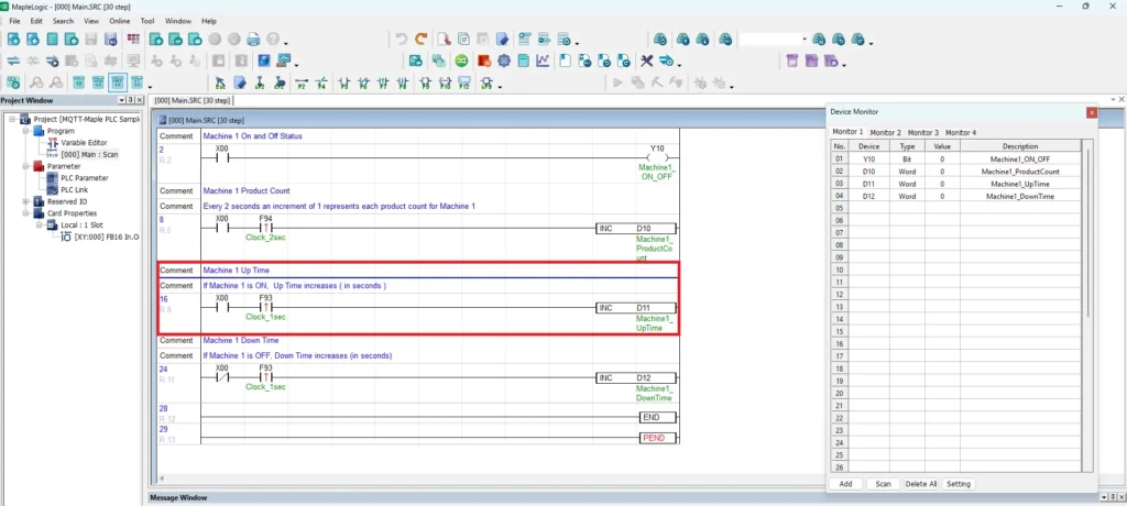 MapleLogic Main Scan Ladder Logic Machine 1 Up Time How to Connect a Maple Systems PLC to MQTT