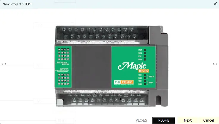 MapleLogic New Project Choosing Micro PLC