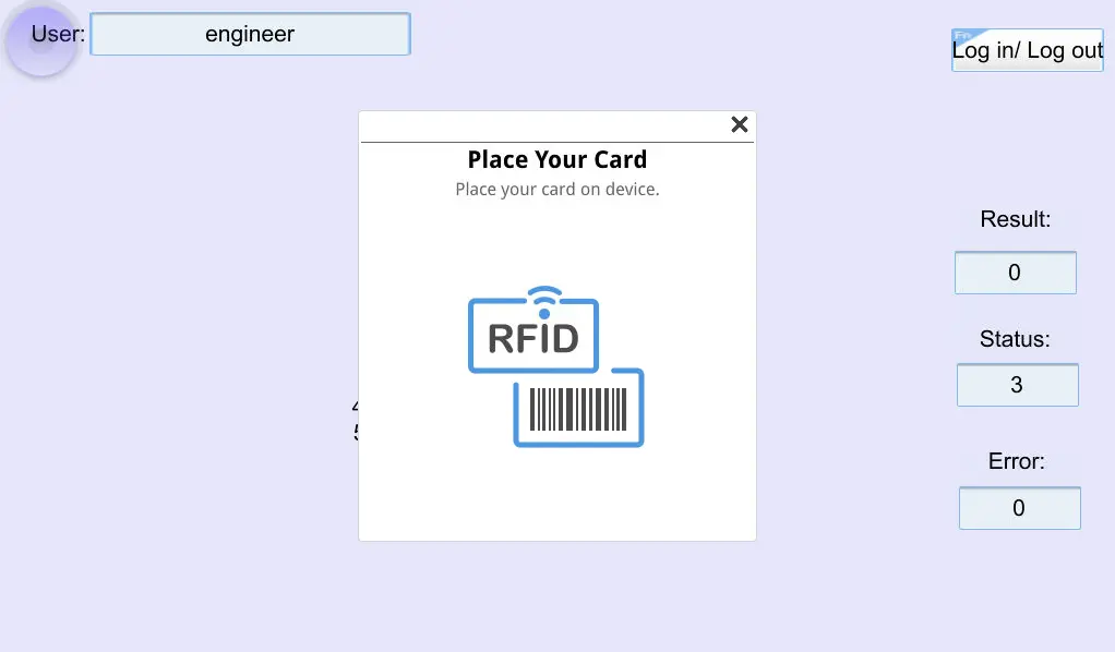 Online in EBPro displaying to plave your RFID scan card
