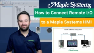 youtube thumbnail for how to connect to a remote I/O to a Maple Systems HMI tutorial page