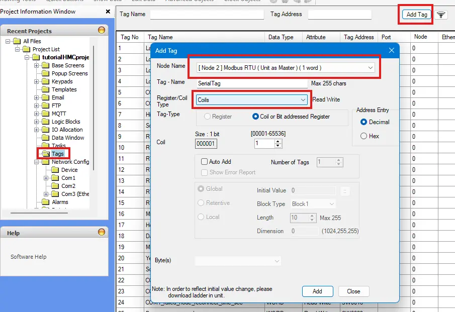 Creating Serial tags in MAPware-7000