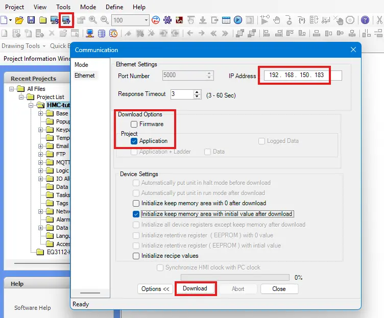 Downloading our MAPware-7000 project to the HMC