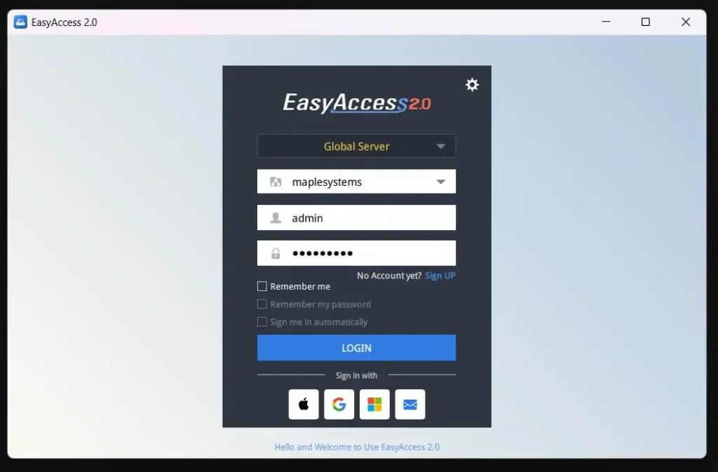 Logging In to EasyAccess2.0 EasyAccess 2 client login