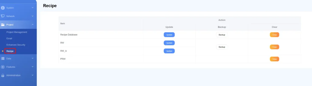 EasyWeb Recipe Database Settings