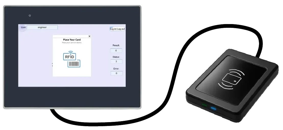 RFID scanner connected to a Maple Systems HMI