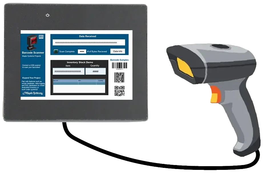 featured image - barcode scanner connected to Maple Systems HMI