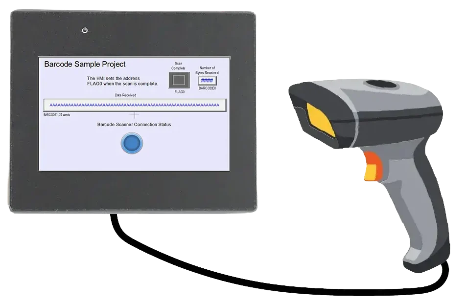 barcode scanner connected to Maple Systems HMI