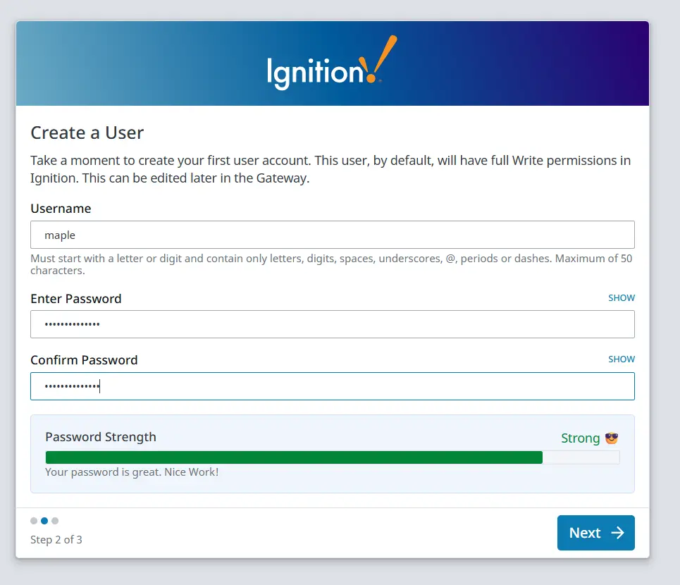 Setting the Ignition user