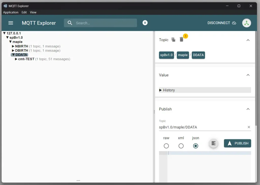 MQTT Explorer View of the Broker
