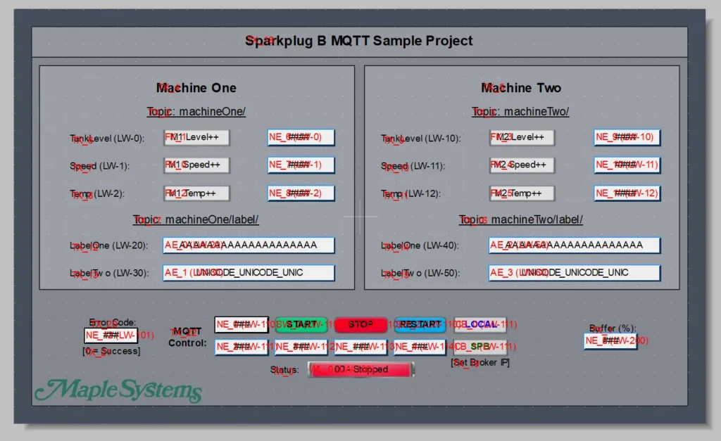 Screenshot of Sparkplug B sample project