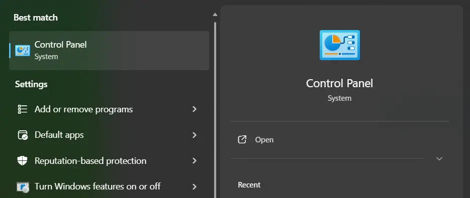Opening Windows Control Panel Opening Windows Control Panel