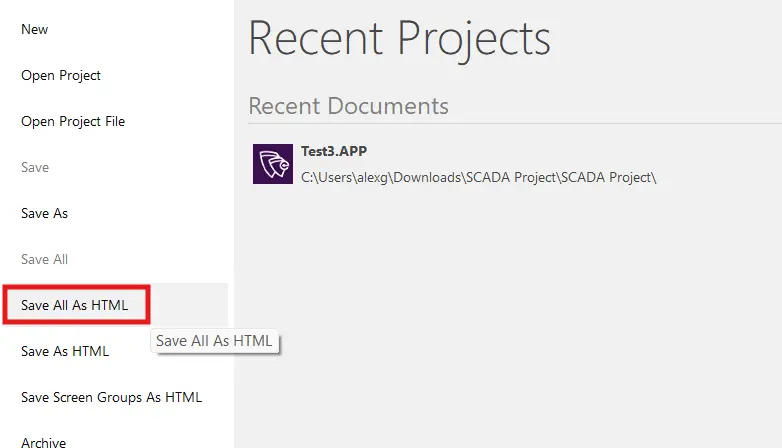 Saving AVEVA Project as HTML