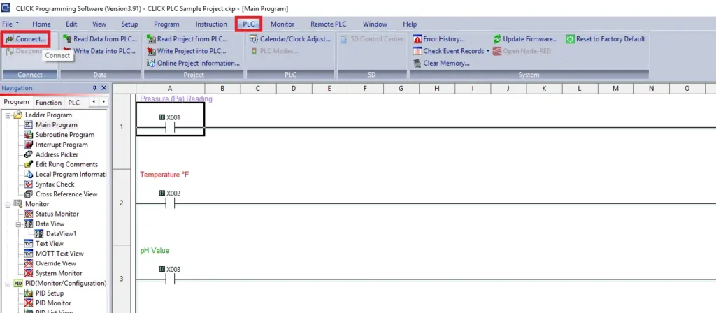 Click Programming Software -Connect for online communication How to Connect a Maple Systems HMI to an Automation Direct PLC