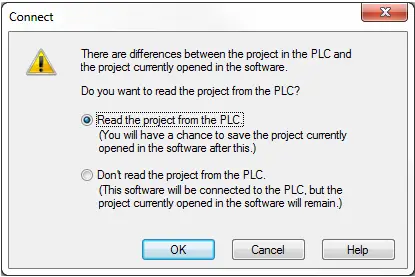 Click Programming Software -Connect - read the project from the PLC