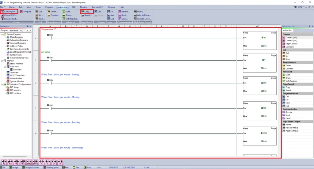 Click Programming Software - Ladder Logic - Main Program - Contacts and Copy Functions Click Programming Software - Ladder Logic - Main Program - Contacts and Copy Functions