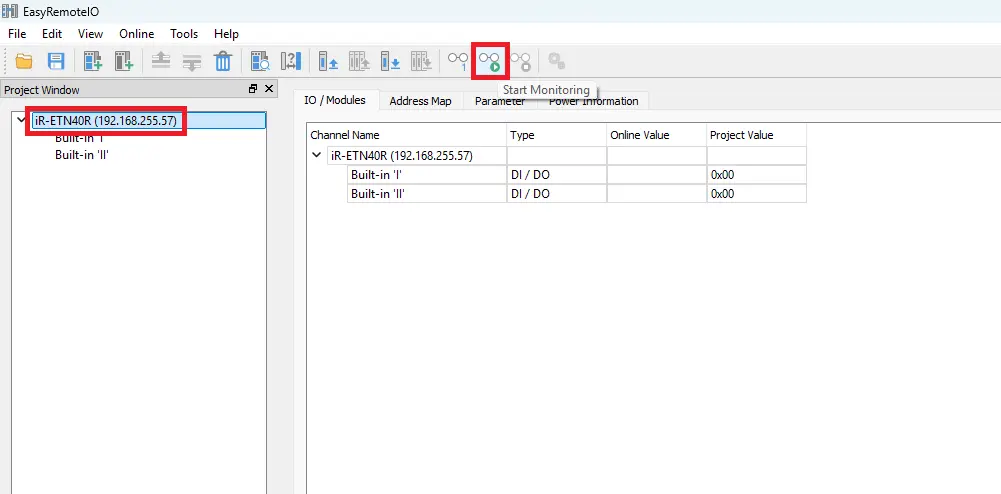 EasyRemoteIO Start Monitoring