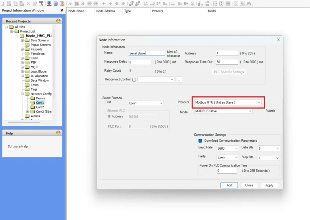 Setting up a Serial Slave Driver in MAPware-7000