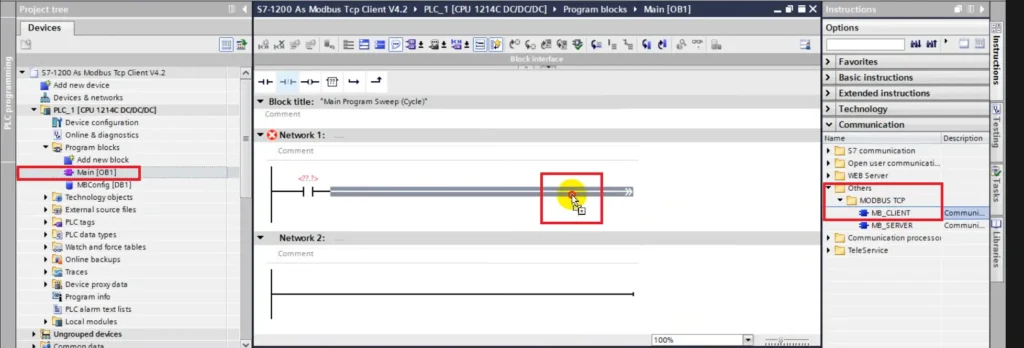 TIA Portal - Adding Modbus Client Communication to Main Block How to Configure Remote I/O with a Siemens PLC