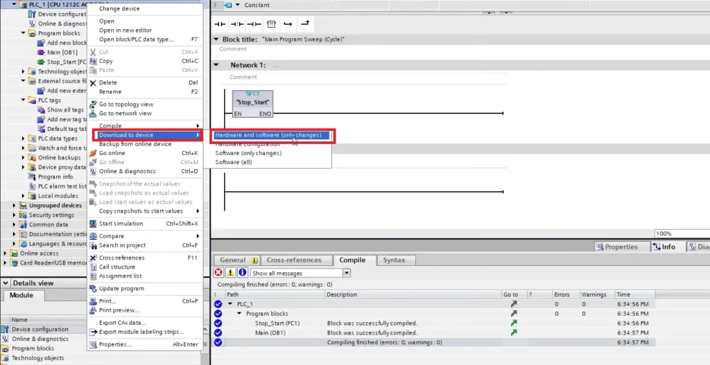 TIA Portal -Download to device - hardware and software only chnages How to Configure Remote I/O with a Siemens PLC