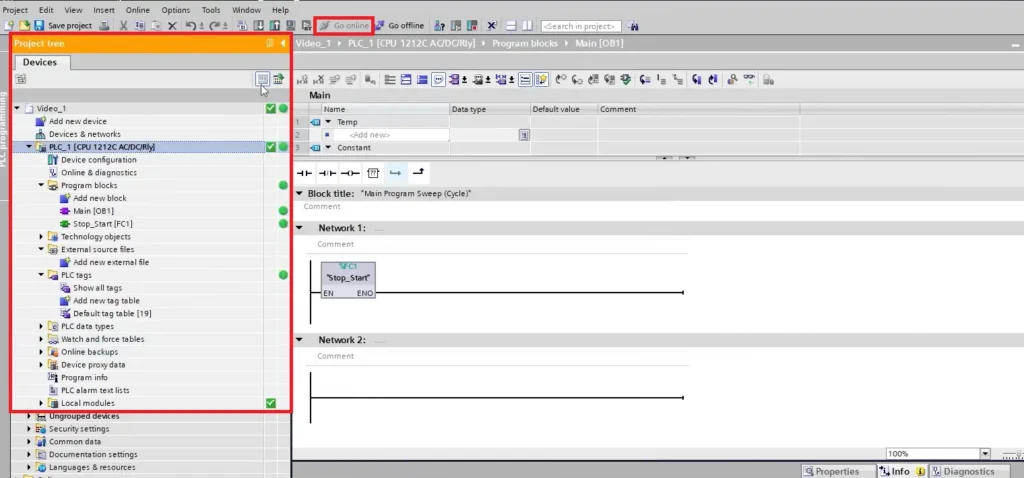 TIA Portal - Go Online - Project Online TIA Portal - Go Online - Project Online