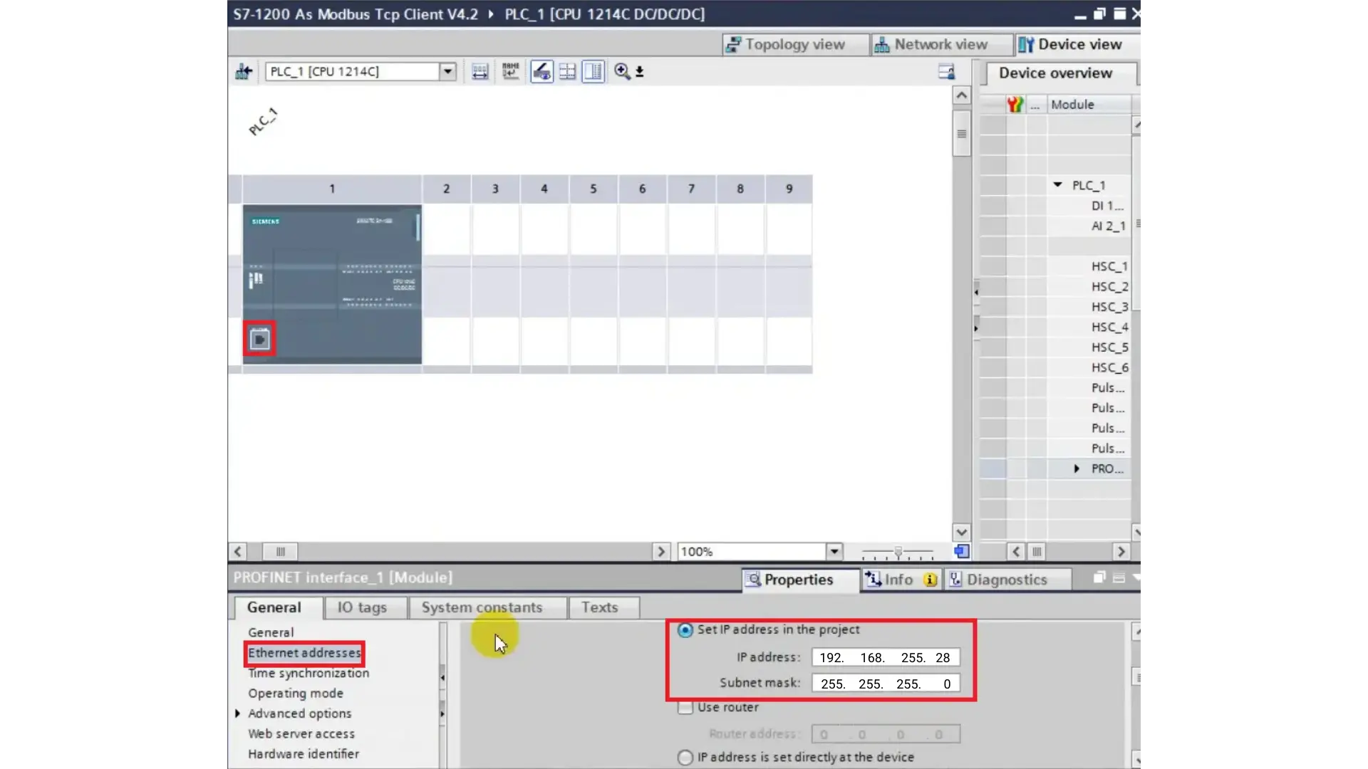 TIA Portal - PLC IP Address