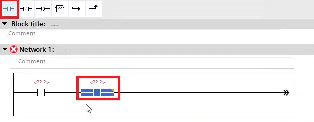 TIA Portal - Program Block - Ladder Diagram - adding normally open contact - stop button