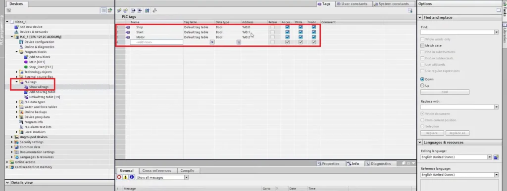 TIA Portal - Program Block - Ladder Diagram - adding tags How to Configure Remote I/O with a Siemens PLC