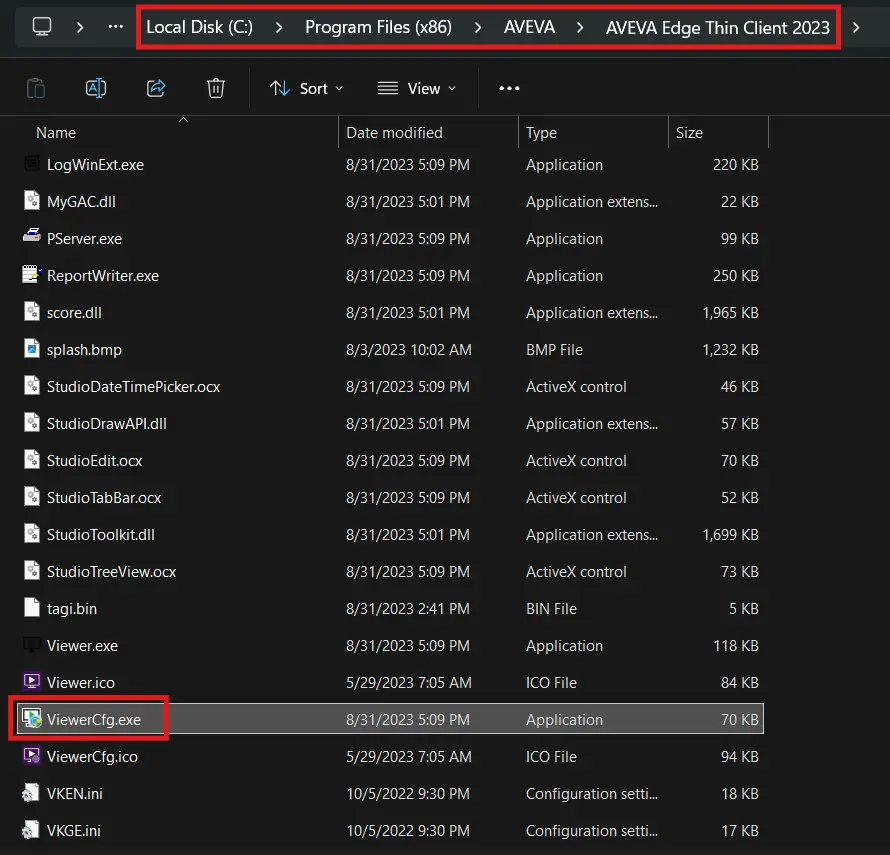 Accessing the install location for Secure Viewer Config