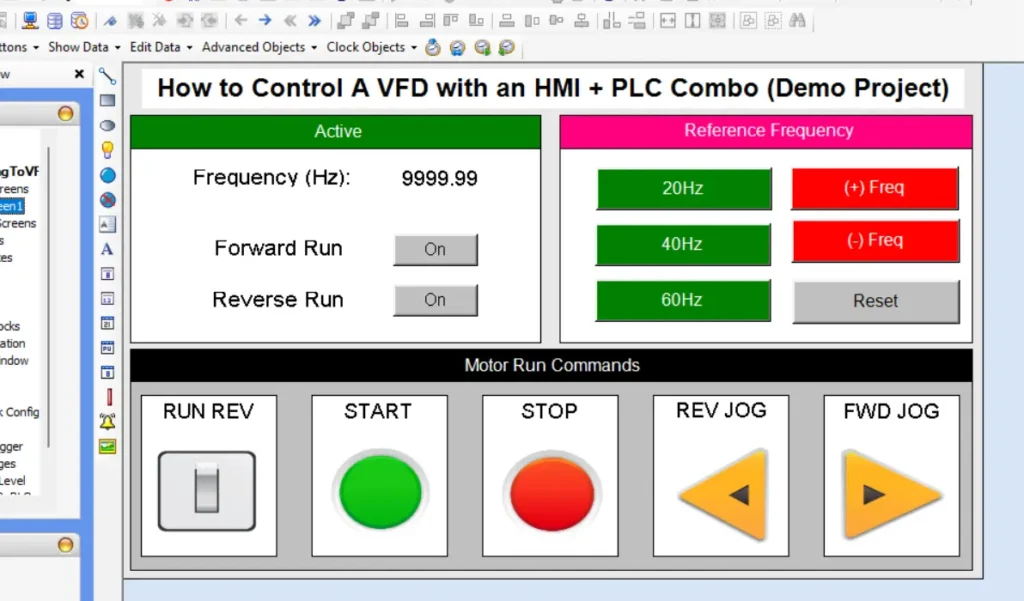 Creating the VFD Sample Project screen