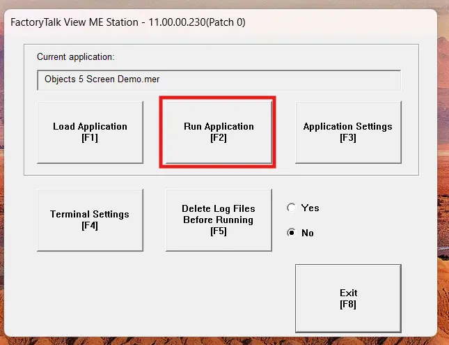 Running an application in FactoryTalk ME Station