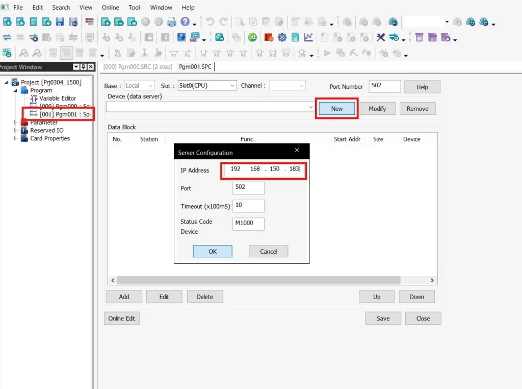 Setting the Slave IP address in MapleLogic