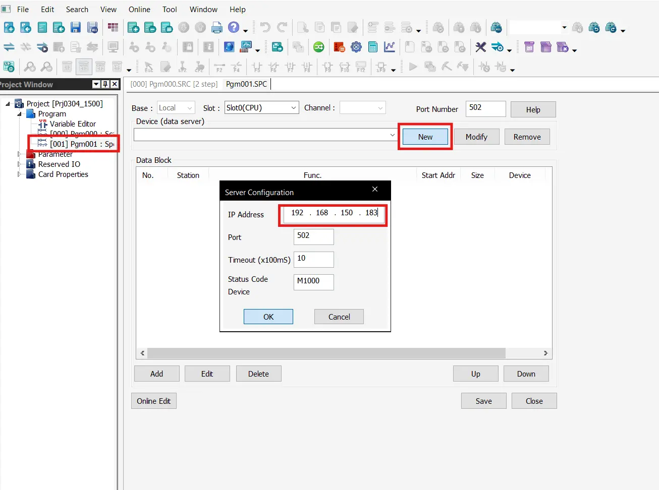 Setting the Slave IP address in MapleLogic