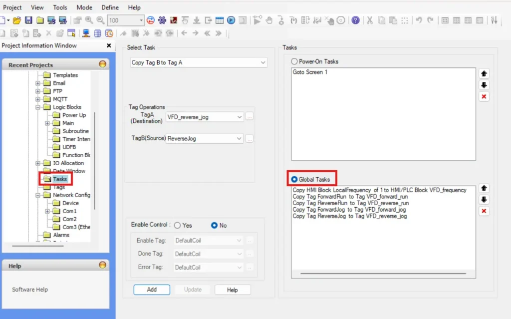 Setting up Transfer Tasks to move data to Modbus tags