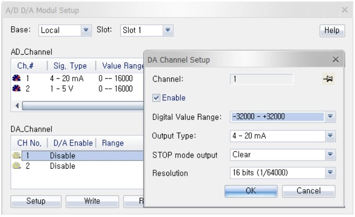 Output Setup in ADDA Expansion Module in MapleLogic