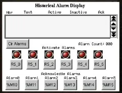 Historical Alarm MAPware Historical Alarm Display example (no active or historical alarms to show)