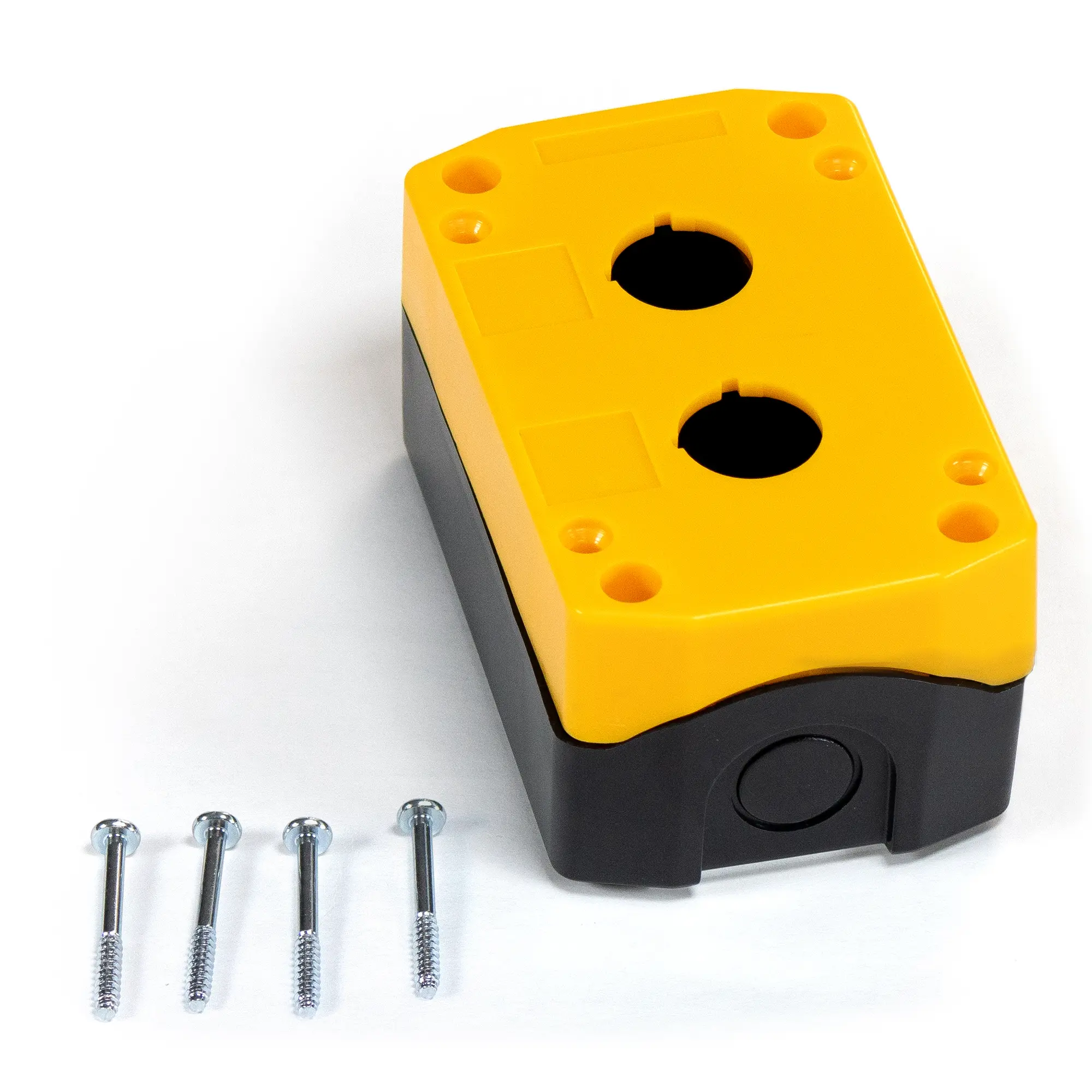 PB01002B – Double Yellow Pushbutton Control Box Assembled Maple Systems PB01002B, assembled double yellow pushbutton control box