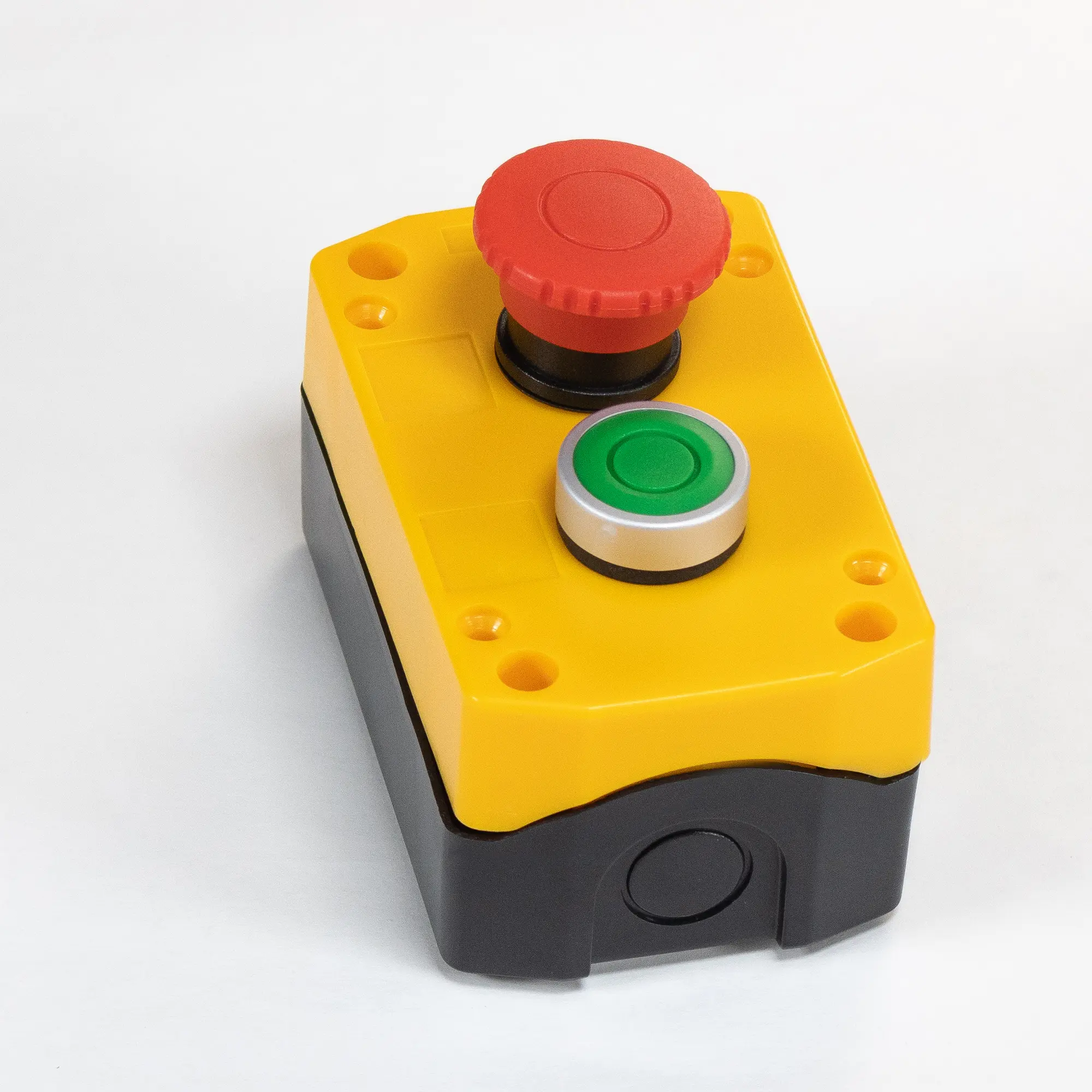 PB01002B – Double Yellow Pushbutton Control Box with Buttons Installed Maple Systems PB01002B double yellow pushbutton control box with buttons installed