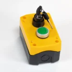 Maple Systems PB01002B - Double yellow pushbutton control box with keylock button installed